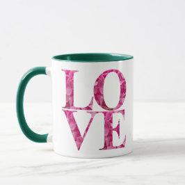 Rosa florale LOVE Quadrat Tasse