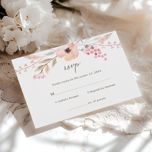 Rosa Florale Mädchen-Taufe RSVP-Karte RSVP Karte