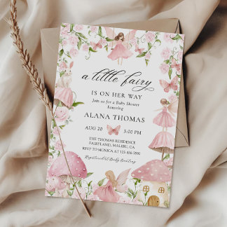 Rosa florale magische Feen-Baby-Shower-Einladung Einladung