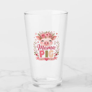 Rosa florale Mama-Schwein Süße Farm Tier Muttersch Glas