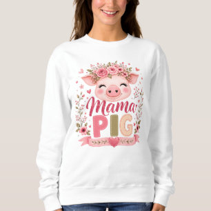 Rosa florale Mama-Schwein Süße Farm Tier Muttersch Sweatshirt