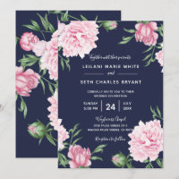 Rosa florale Marine Hintergrund Hochzeit Einladung