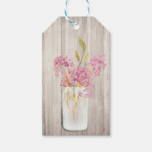 Rosa florale Mason Jar rustikale Geschenkanhänger