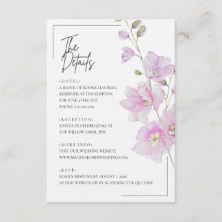 Rosa Florale Minimalistische Hochzeitseinlagekarte Begleitkarte