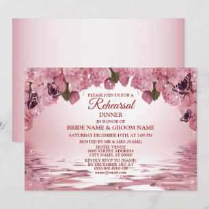 Rosa florale Natur-Hochzeitsprobe-Abendessen-Party Einladung