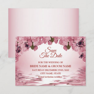 Rosa florale Natur Schmetterling Outdoor-Hochzeit Save The Date