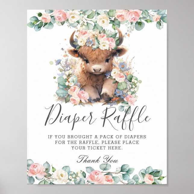 Rosa florale Niedliche Babywindeln Poster (Vorne)