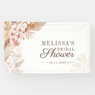 Rosa florale Pampas Gras Boho Brautparty Banner