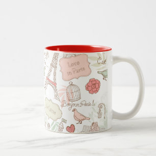 rosa florale Paris Eiffelturm Zweifarbige Tasse