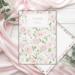 Rosa florale personalisierte Vintage  Dankeskarte