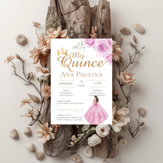 Rosa florale Quinceanera-Einladung Einladung
