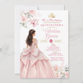 Rosa Florale Quinceañera-Einladung Einladung