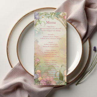 Rosa Florale Quinceanera-Feier Menükarte