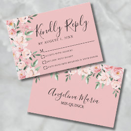 Rosa florale Quinceanera RSVP-Karte RSVP Karte