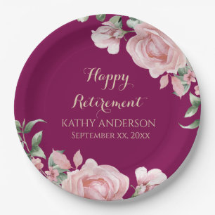 Rosa Florale Rentnerparty Pappteller
