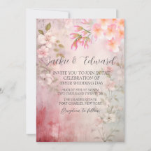 Rosa florale Romantische QR-Hochzeit