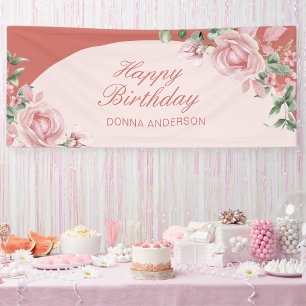 Rosa florale Rose Geburtstag Banner