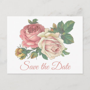 Rosa Florale Rose Save The Date Verlobung Hochzeit Postkarte