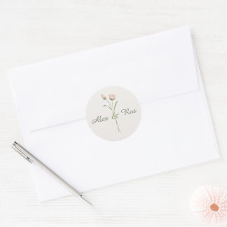Rosa florale Rundkleber für Hochzeitsverpackungen Runder Aufkleber