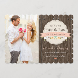 ROSA Florale Rustikale Boho Save-the-Date-Karte Save The Date