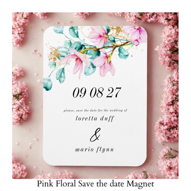 Rosa florale Save the Date Magnet (Von Creator hochgeladen)