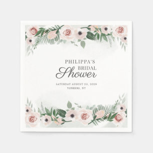 Rosa florale Schrift trendy Aquarell-Junggesellinn Serviette