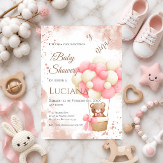 Rosa florale spanische Babyparty-Einladung für Mäd Einladung