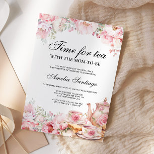 Rosa Florale Teeparty mit der werdenden Mutter zur Einladung