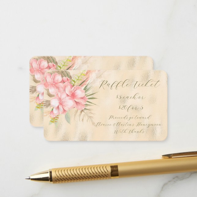Rosa, florale und cremige Gelbfolie Begleitkarte (Vorderseite/Rückseite Beispiel)