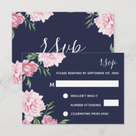 Rosa, florale und Navy Hintergrund | UAWG | Einladung