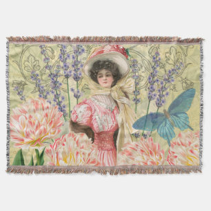 Rosa florale viktorianische Frau Regency Decke
