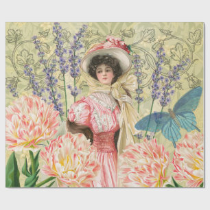 Rosa florale viktorianische Frau Regency Geschenkpapier