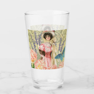 Rosa florale viktorianische Frau Regency Glas