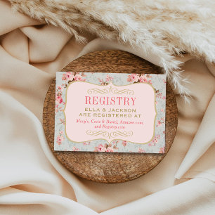 Rosa florale Vintage-Garten-Hochzeitswunschliste Begleitkarte