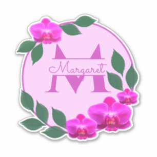 Rosa florale Vintage personalisierte Bezeichnung E Aufkleber