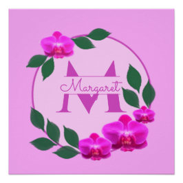 Rosa florale Vintage personalisierte Bezeichnung E Poster
