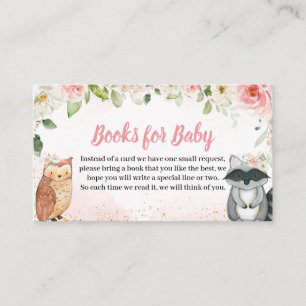 Rosa Florale Wald-Baby-Shower-Bücher für Baby Begleitkarte