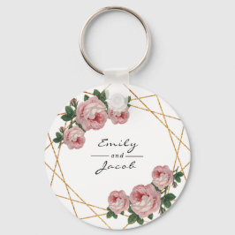 Rosa florale Wed Eleganter Gold Glitzer Geometrisc Schlüsselanhänger