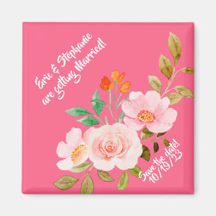 Rosa Florale Whimsy Hochzeit - Merkt Euch den Term Magnet