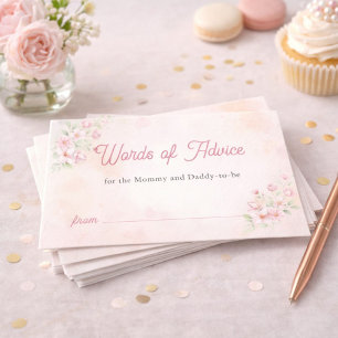 Rosa Florale Worte des Rates Baby Shower Karte