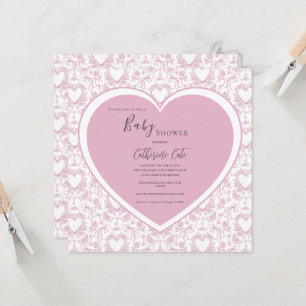 Rosa florale wunderliche Herz Baby Shower Einladun