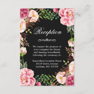 Rosa floraler Kranz Hochzeitsempfang Informationen Begleitkarte