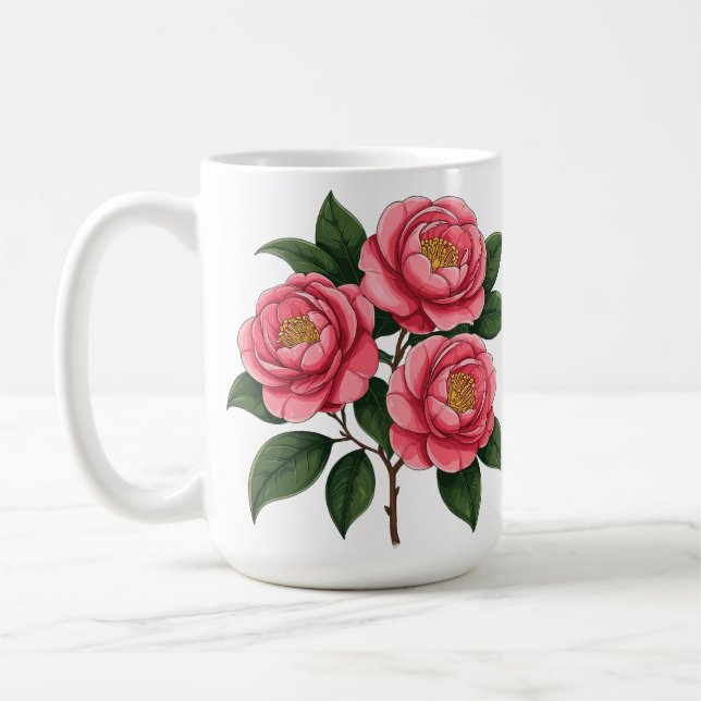 🌸 Rosa floraler Morgenakzent für Kaffeepausen 🎁 Kaffeetasse (Links)
