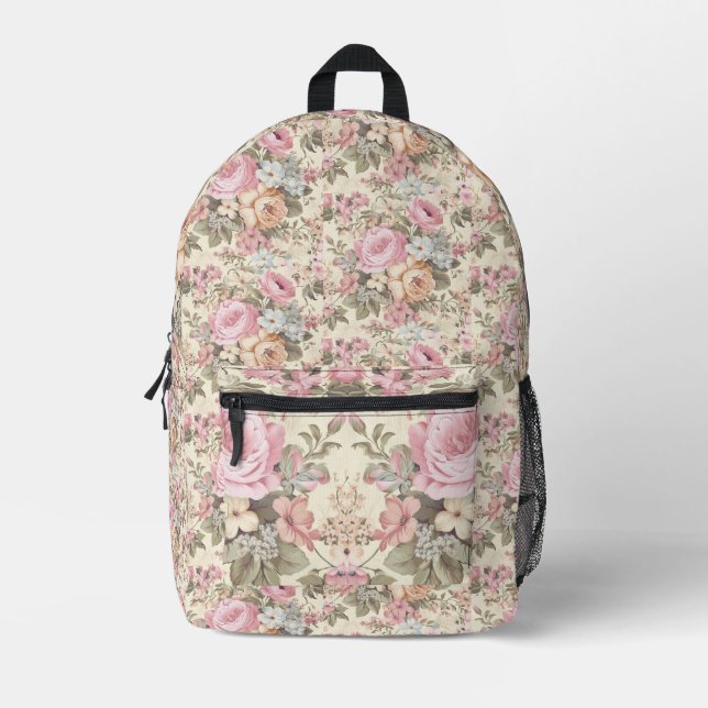Rosa floraler Rucksack schneiden Nähtasche (Vorderseite)