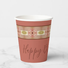 Rosa, floraler Streifen Pappbecher