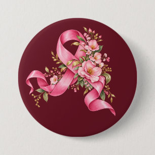 Rosa florales Brustkrebs-Bewusstseinsband Button