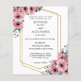 Rosa florales Budget Hochzeitschic "Einladung" Flyer