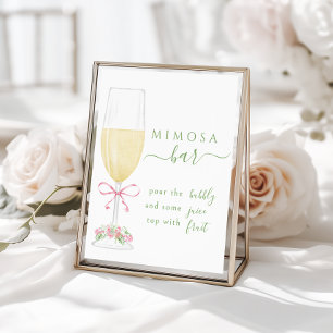 Rosa Florales Champagner Mimosa Bar Schild Poster