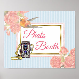 Rosa Florales Fotostand Hochzeitsschild Poster