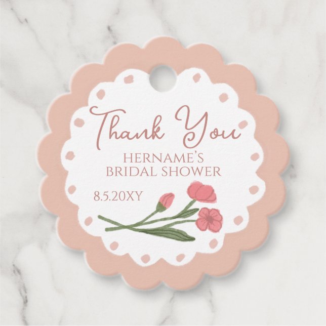 Rosa Florales Gartentraumbild Handbemalt Geschenkanhänger (Vorderseite)